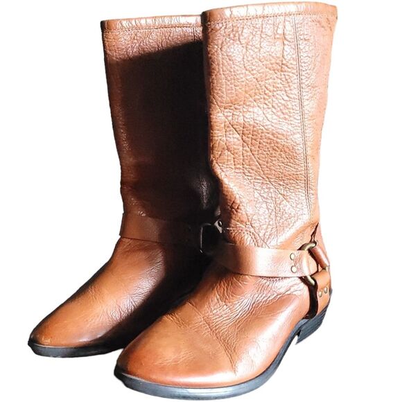 Frye Phillips Harness Tall Boots Back Zipper Whiskey Boots womens 6-6.5 - Picture 1 of 16